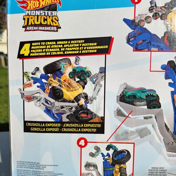NEW Hot Wheels Monster Trucks Arena Smashers Mega-Wrex Vs Crushzilla Takedown Pl - Picture 9 of 15
